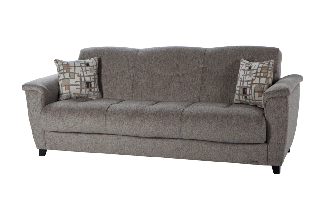 The Aspen Loveseat includes a built-in storage unit for convenient organization.