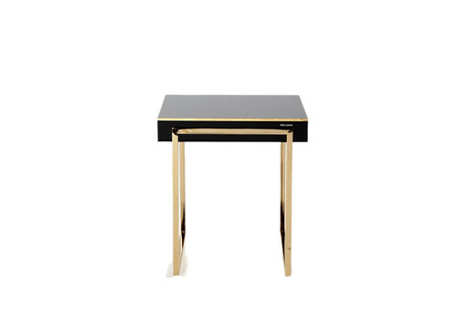 Modern Carlino Side Table with polished surfaces and contemporary design, ideal for any room.