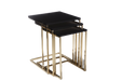 Luxurious nesting table with a black glossy top and elegant gold metal legs, enhancing your living space.