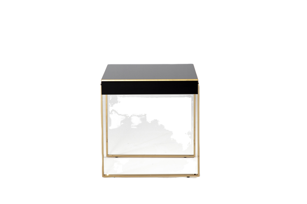 Side table with stylish gold trim accents and durable materials, enhancing your living space.