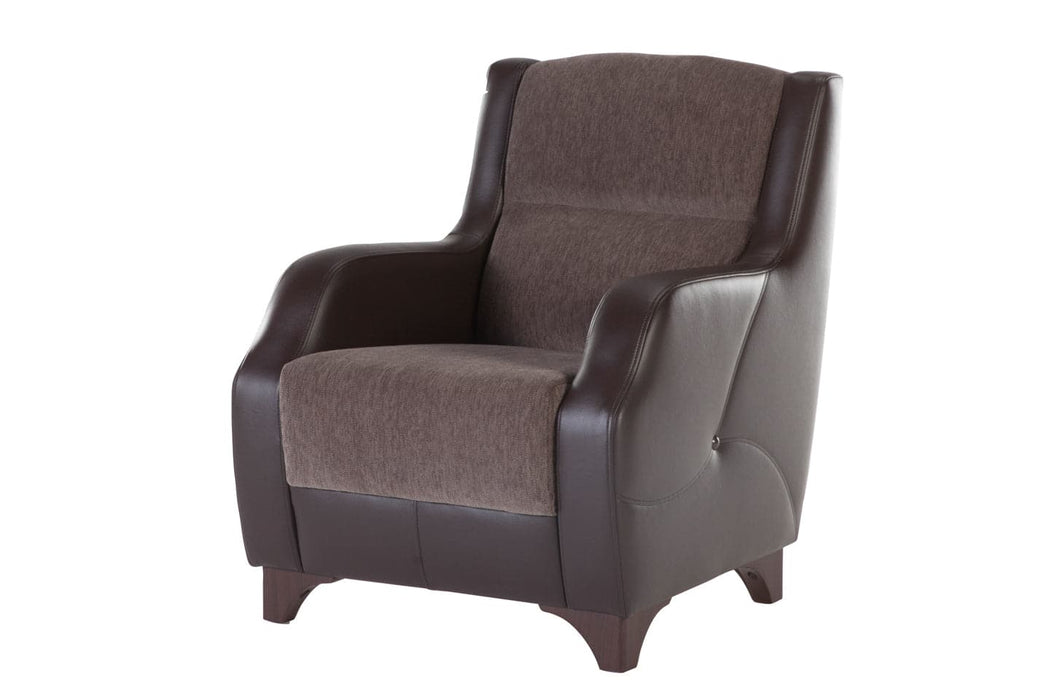 The Costa Collection features a stylish leatherette exterior paired with a performance fabric interior.
