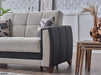 The Dublin Sofaâ€™s round arms and modern design provide a stylish and comfortable addition to any room.