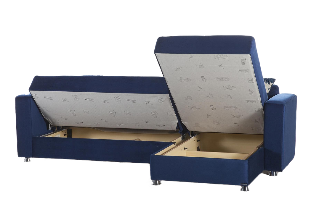 Built-in storage compartment in the Elegant Sectional for added functionality.