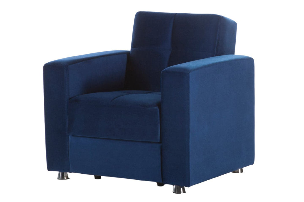 The Elegant sectionalâ€™s royal blue velvet upholstery exudes luxury and sophistication, creating an inviting atmosphere.