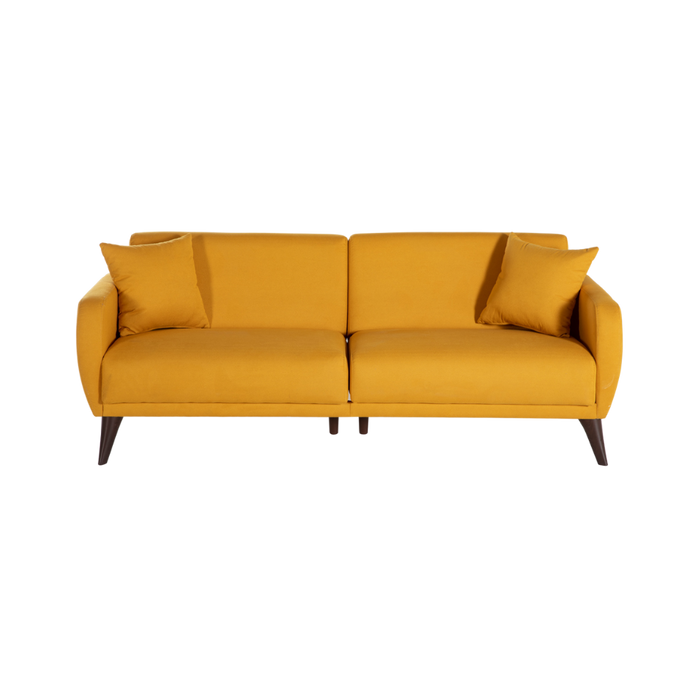 Modern design of the light yellow Functional Sofa In A Box, perfect for contemporary interiors.