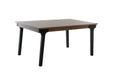 Modern design of the Kennedy Dining Table with exposed black finished legs.