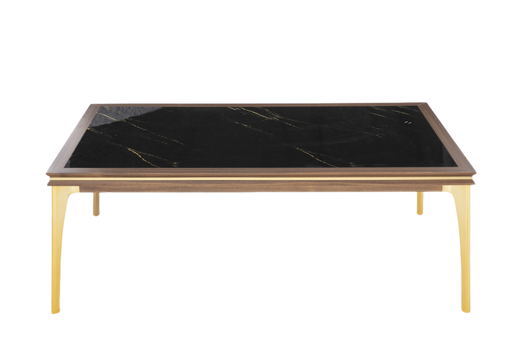 Montego Coffee Table from the exclusive Montego Concept, combining retro aesthetics with a marble surface and chic gold detailing.