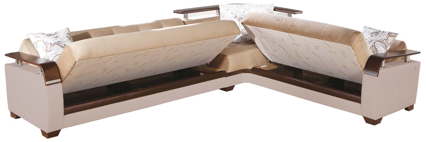 Natural Sectional Featuring Corner Wedges for Family Gatherings