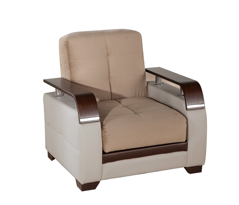 Natural Sectional with Dual Fold-Down Sleeper Beds