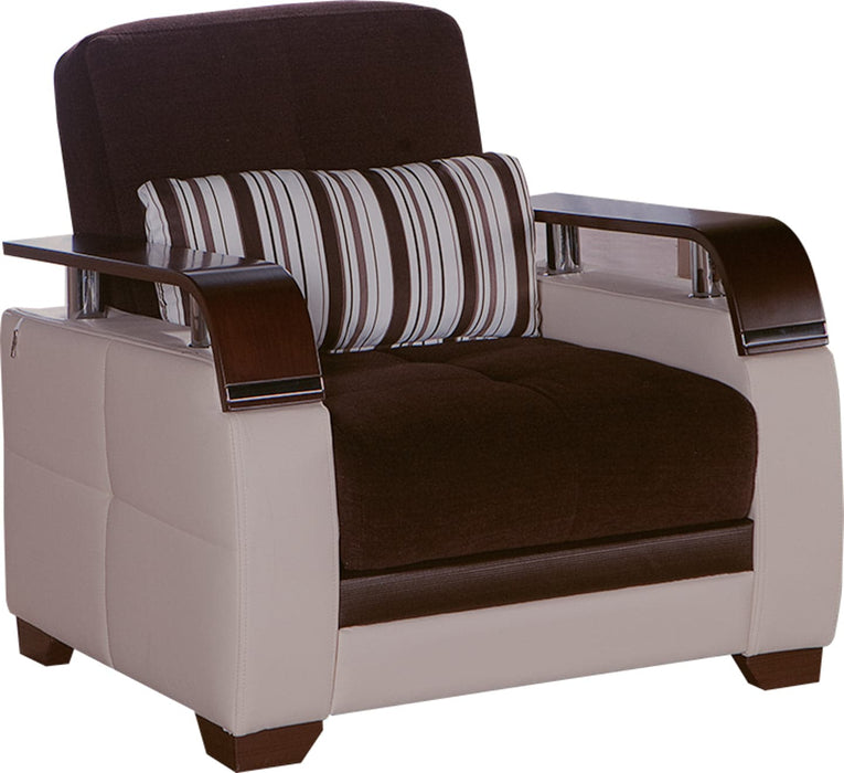 Leatherette Exterior and Velvety Interior of Natural Sectional Sofa