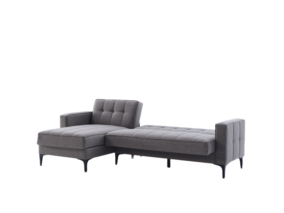 Parker Sectional Sofa featuring elegant nailhead trim and Corvet Navy fabric. Offers both style and functionality with generous seating space.
