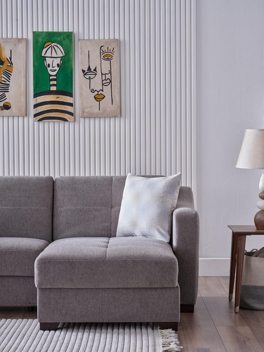 Serenity S Sectional with inner spring over high-density foam provides optimal comfort and support. Perfect for stylish and functional living spaces.