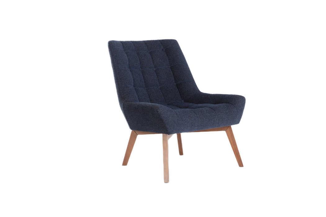 Revere Accent Chair in a traditional style with clean lines, two-tone polyester fabric, and a sturdy wooden frame. Combines style and comfort seamlessly.